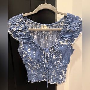 Blue and white flowered shirt